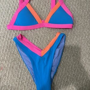 Oneone Women's Multi Neon Triangle Bikini Set
